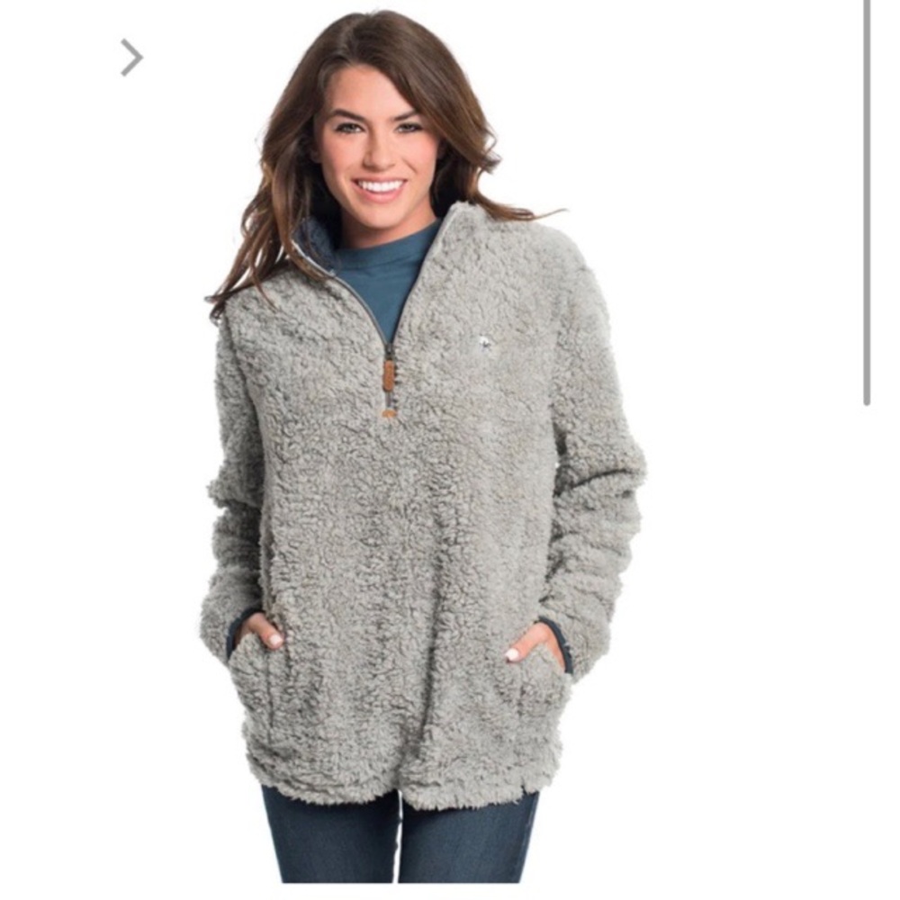Southern Shirt Co. Gray Sherpa Quarter Zip Pullover
